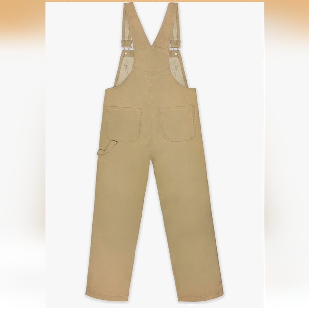 Hybrid & Company Womens Super Comfy Stretch Denim jumpsuit Pants Overalls ~Khaki - Picture 3 of 16